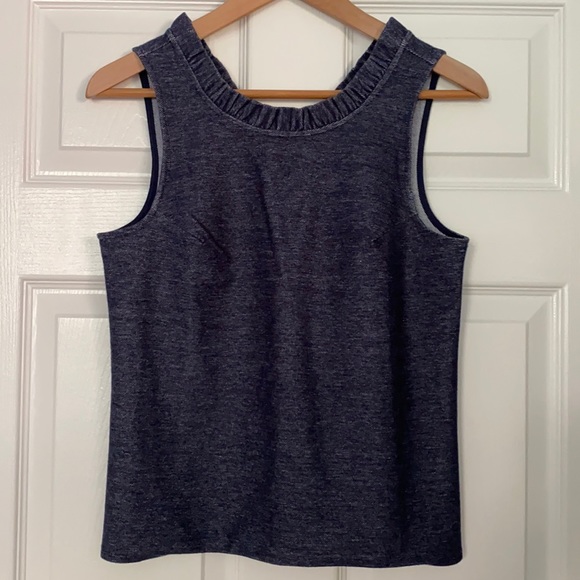 Banana Republic Tops - NWOT Banana Republic Soft Stretch Denim Ruffle Sleeveless Blouse XS